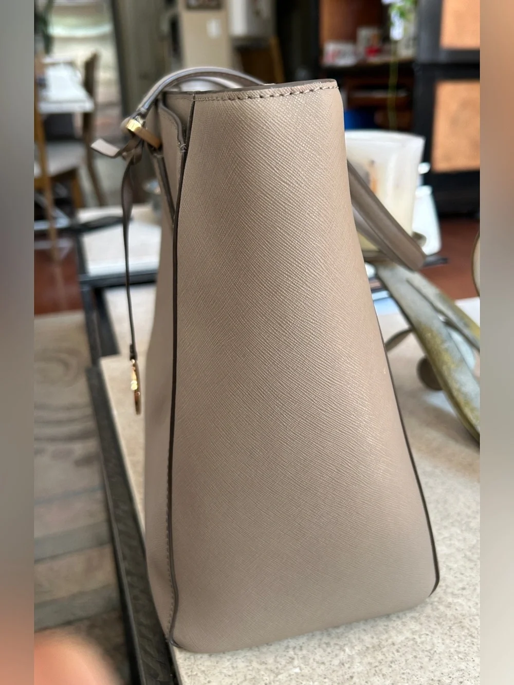 Tory Burch Large Taupe Leather Tote Shoulder Bag